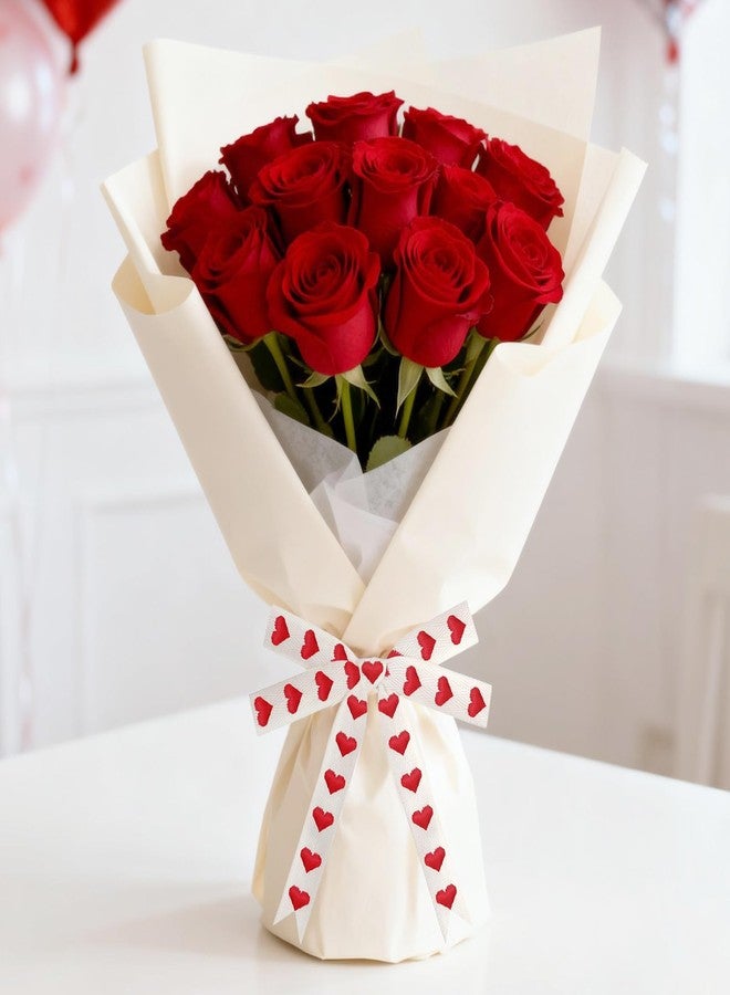 KINGLAKE Valentine Red Heart Cotton Ribbon - 5/8 Inch x 10 Yds Stitched Embroidered Hearts Ribbon for Valentine's Day Gift Wrapping Ribbons for Crafts Bouquet Birthday Wedding Party Decorations - Image 5